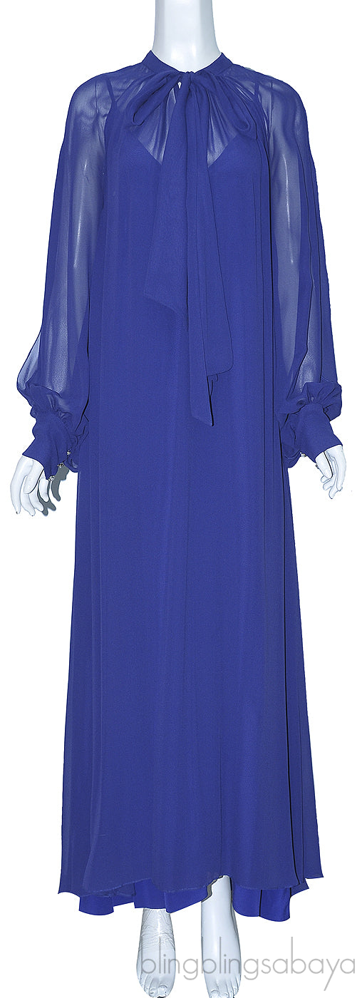 Blue Violet Long Sleeve Maxi Dress