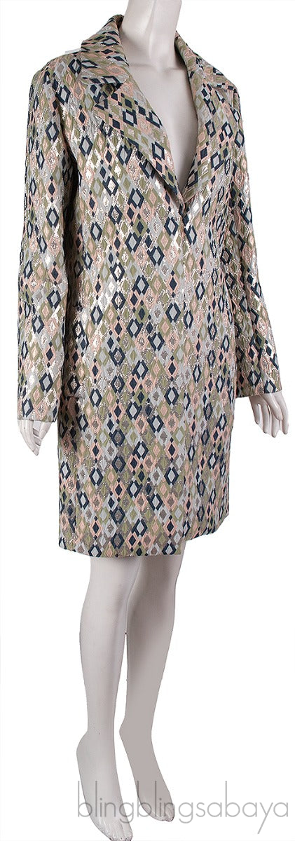 Green Lurex Multicolor Open Coat