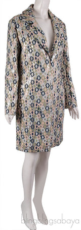 Green Lurex Multicolor Open Coat