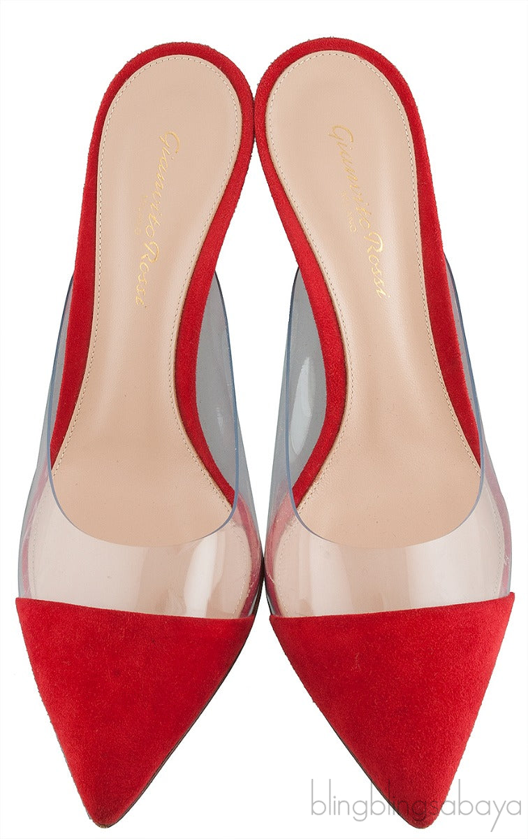 Red Suede & PVC Slide Mule