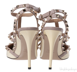 Valentino Garavani Rockstud Ankle Strap Beige Nude Slingback Heels