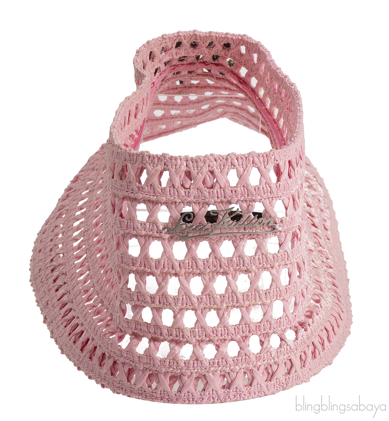 LV Pink and Crystal Raffia Crochet Visor
