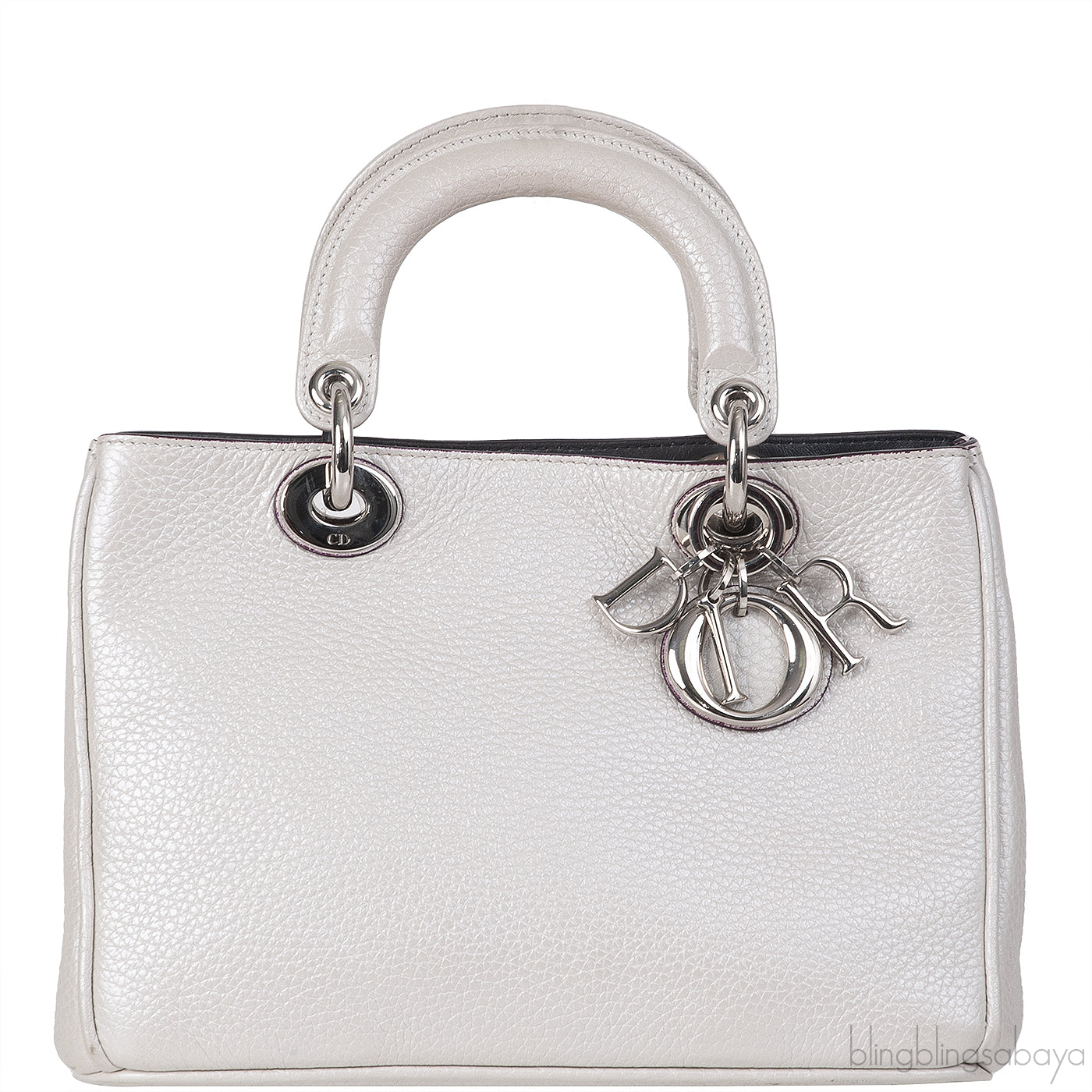 Christian Dior Diorissimo Metallic White Mini Tote Bag
