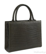 Moss Green Crocodile Top Handle Bag
