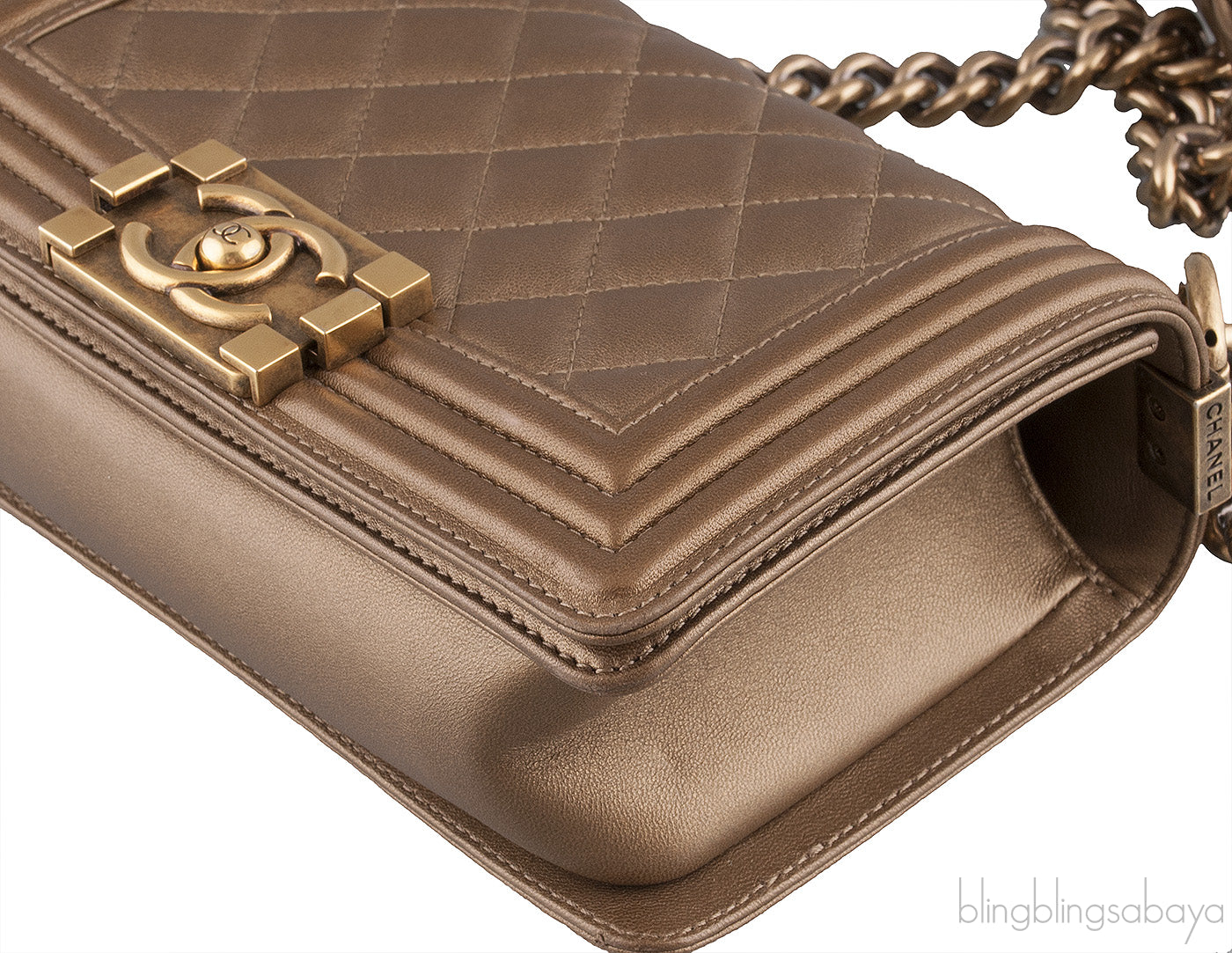 Small Gold Quilted Le Boy