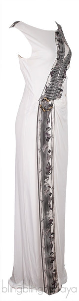 White Sleeveless Printed Dress
