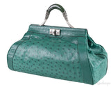 Green Ostrich Jade Handle Bag
