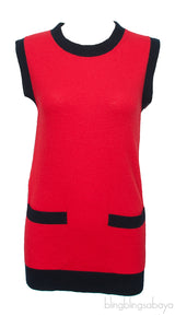 Red Sleeveless Wool Top