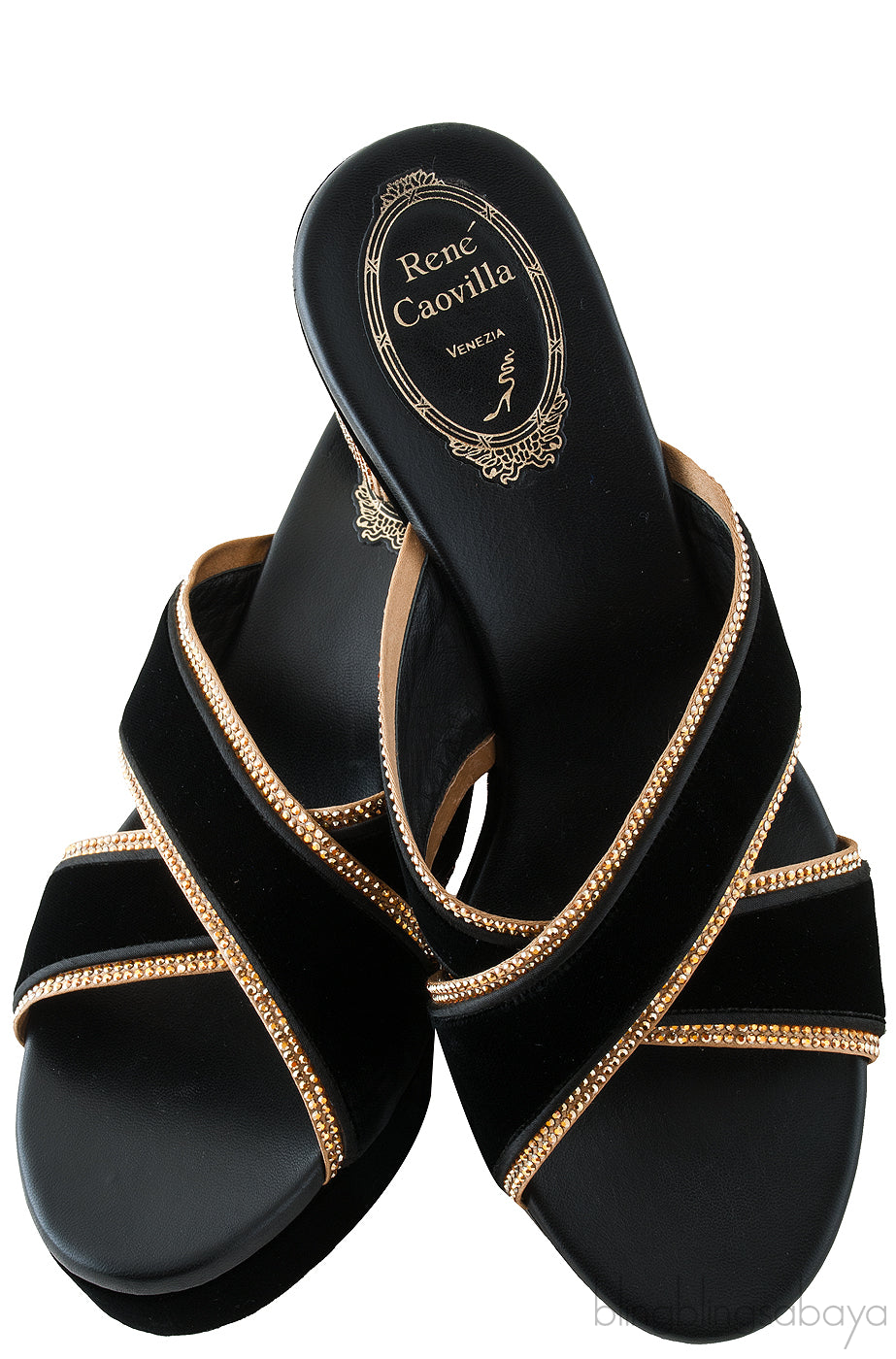 Black & Gold Criss-cross Sandals