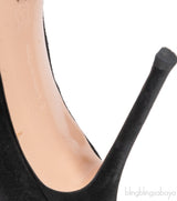 Suede Pointed Toe Black Heels