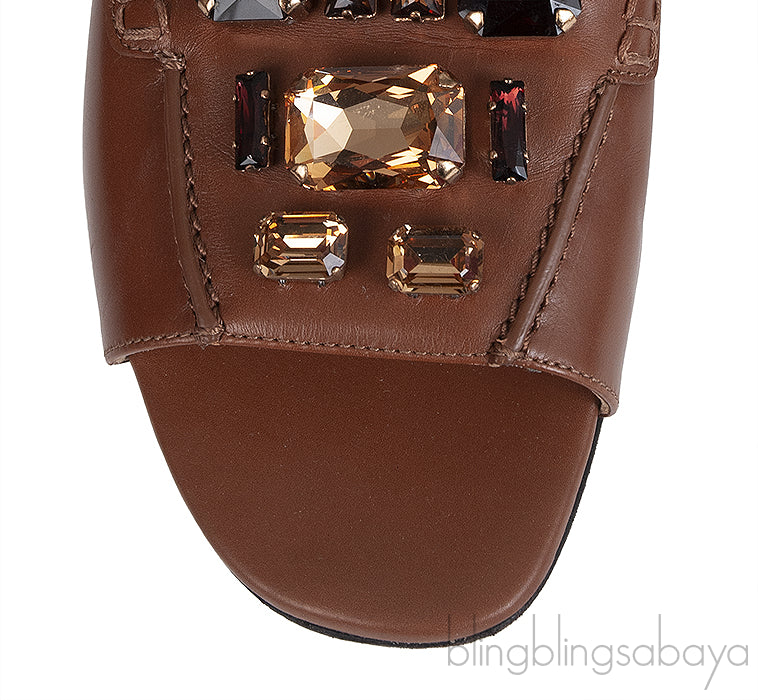 Tod\'s Flat Crystal Slip On Sandals