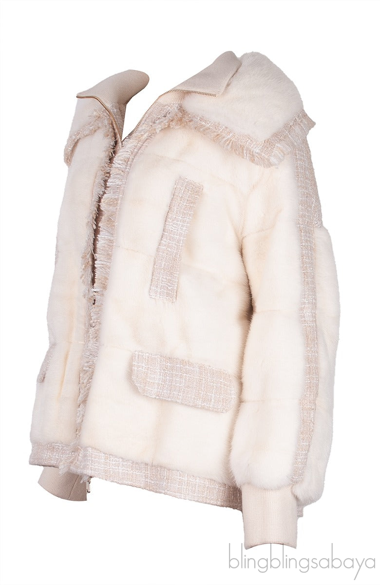 Off-White Tweed & Fur Jacket