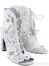 White Floral Laser Cut Heels