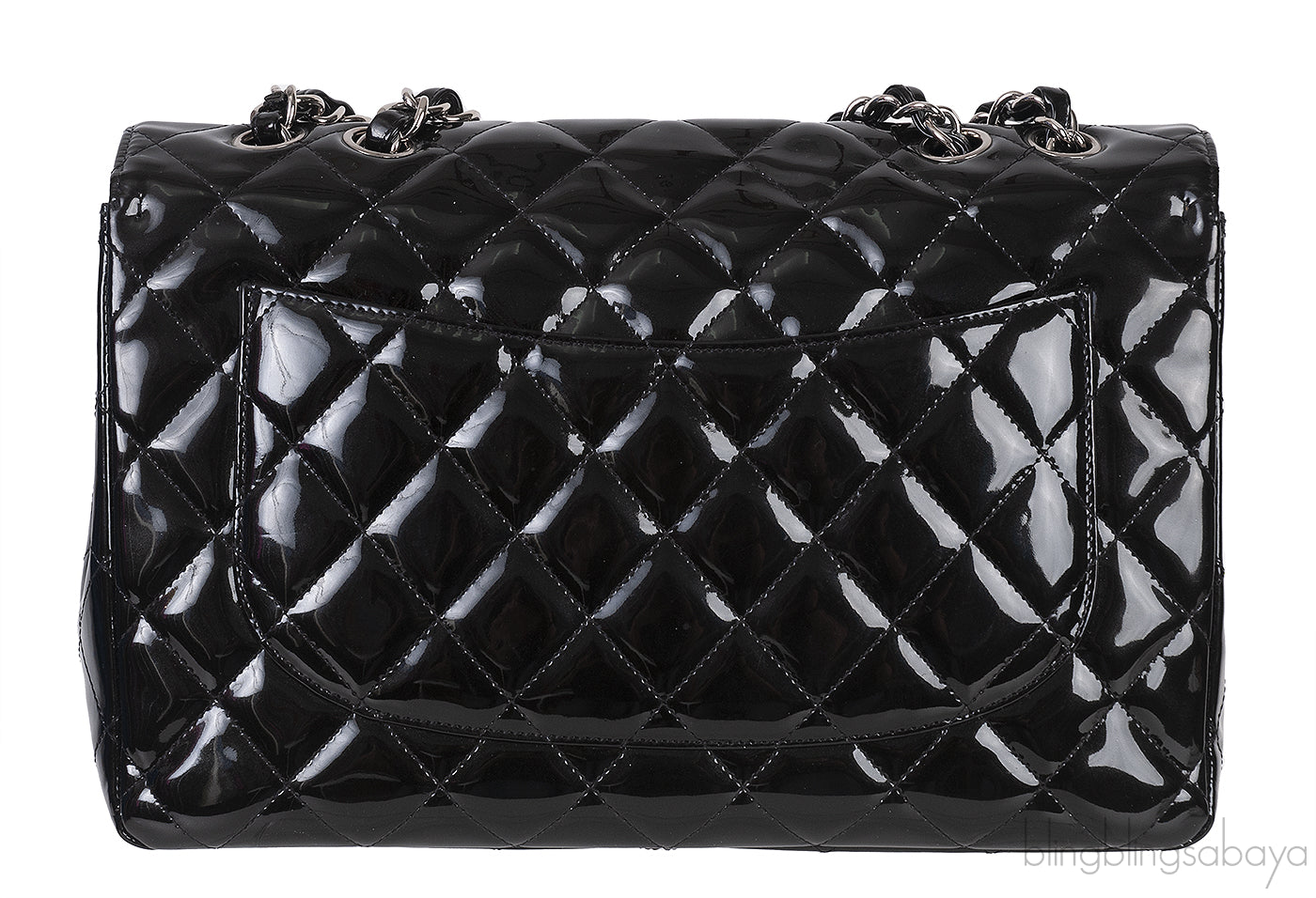 Classic Black Patent Jumbo Quilted Bag