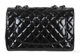 Classic Black Patent Jumbo Quilted Bag