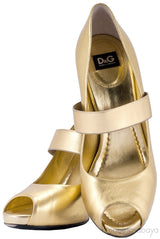 Gold Peep Toe Pump