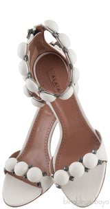 White Leather Bombe Heels