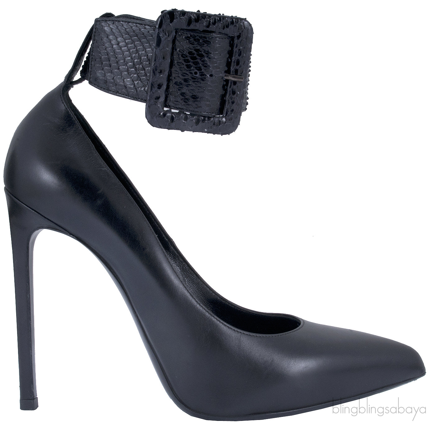 Escarpin Black Python Strap Heels