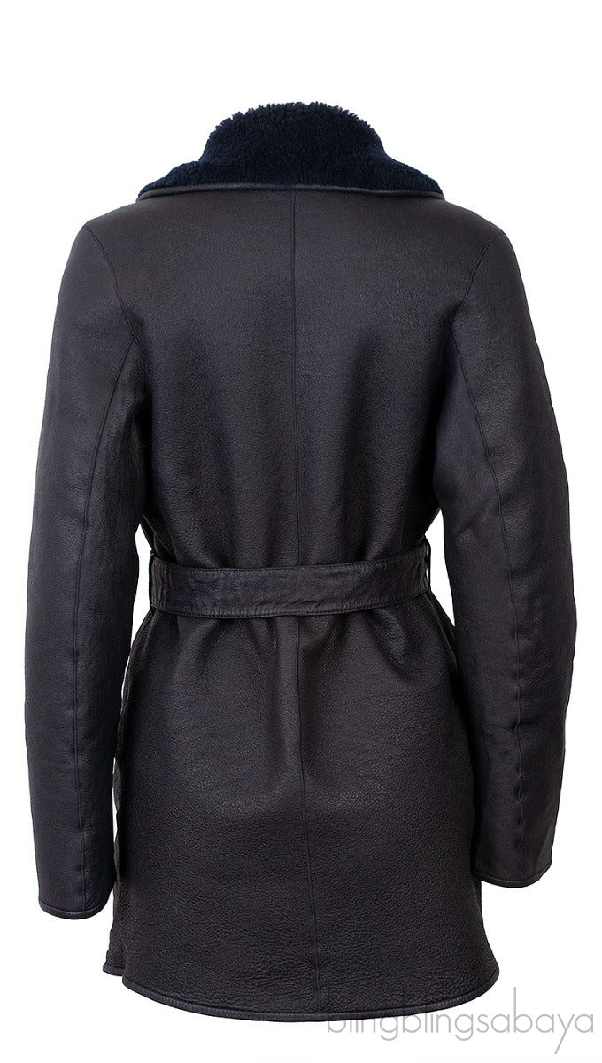 Reversible Black Open Front Leather Jacket