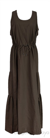 Army Green Cotton Blend Maxi Dress