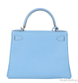 Hermès Kelly 28 Retourne Blue Celeste Mykonos Candy Epsom PHW