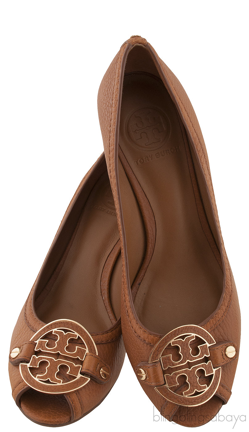 Brown Peep Wedge Heels