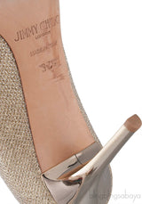 Mamey Gold Glitter Embellished Pumps