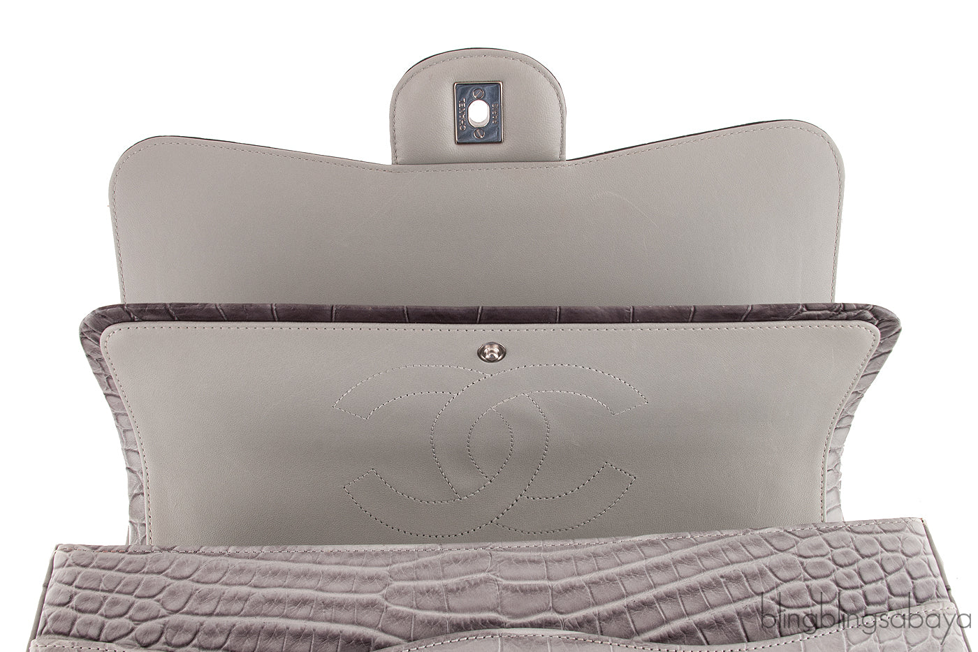 Ombre Grey Crocodile Flap Bag