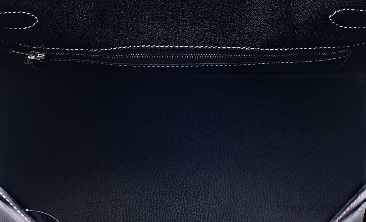 Birkin 30 Black Box Beige Stitching