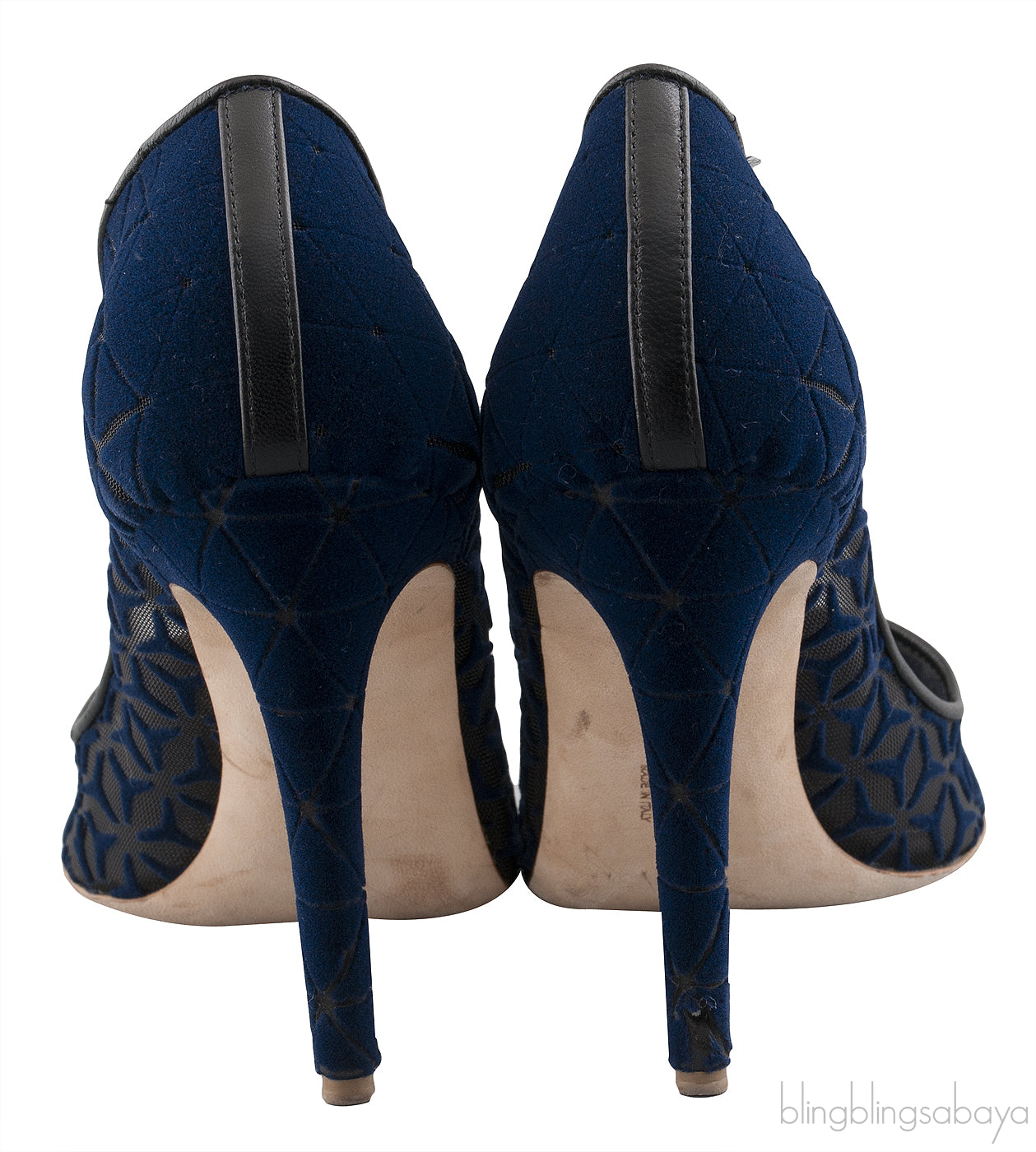 Geometric Blue Mesh Heels
