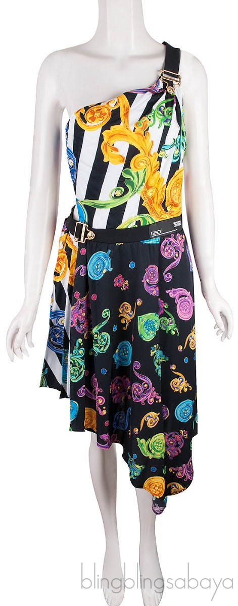 Printed One Shoulder Mini Dress
