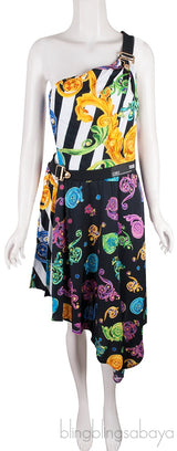 Printed One Shoulder Mini Dress