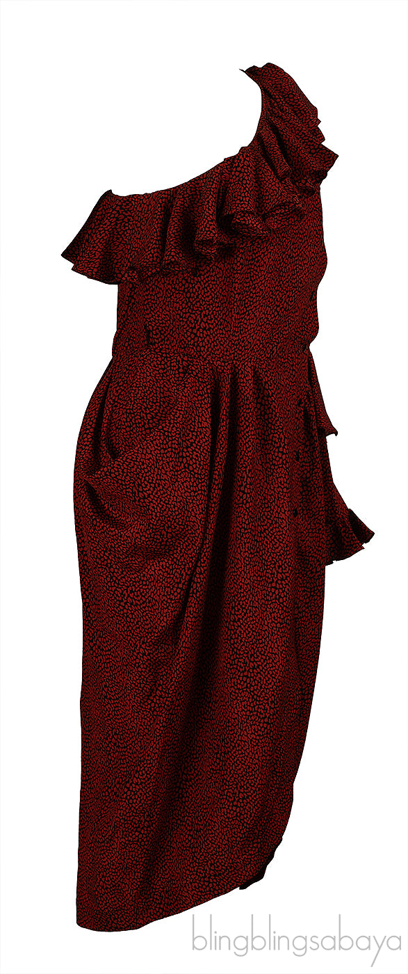 Philosophy Di Lorenzo Serafini Printed One Shoulder Dress M