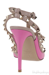 Pink Rockstud Pointed Toe Heels