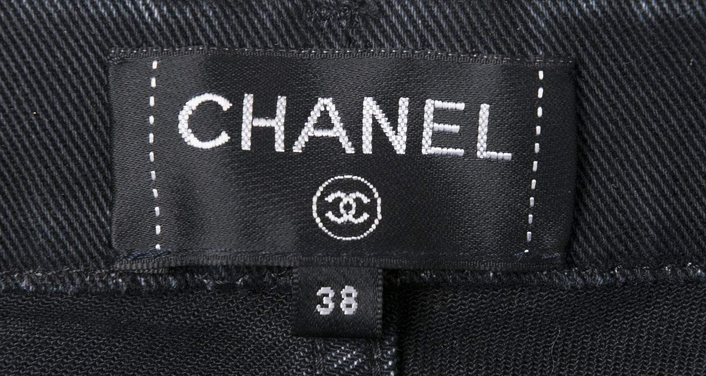 Chain Print Black Denim Jeans