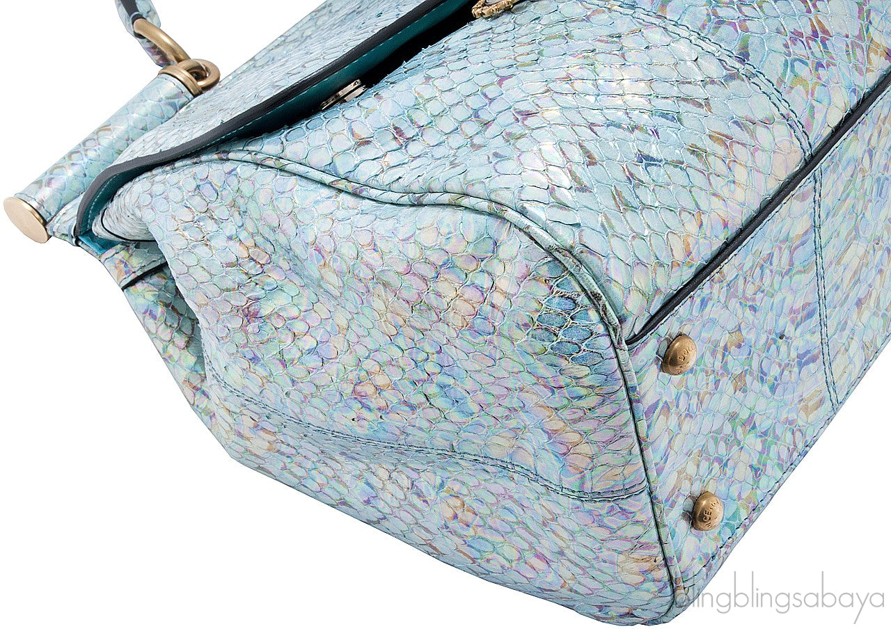 Miss Sicily Blue Watersnake Flap Bag