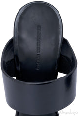 Black Glossed Leather Mules