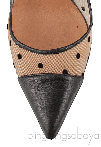 Polka dot Mesh Pointed Toe Heels