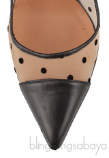 Polka dot Mesh Pointed Toe Heels