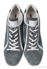 Prada Greenish Grey Sport Suede Wedge Sneakers