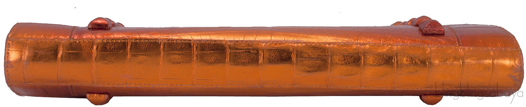 Nancy Gonzalez Orange Crocodile Studded Clutch