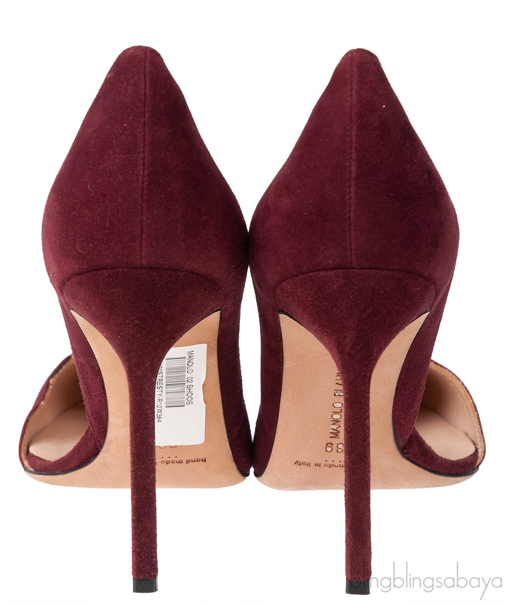 Burgundy Suede Pointed Heels