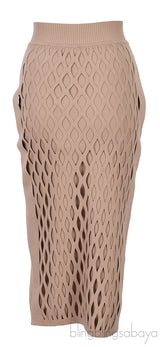 Light Brown Cut Out Knit Skirt