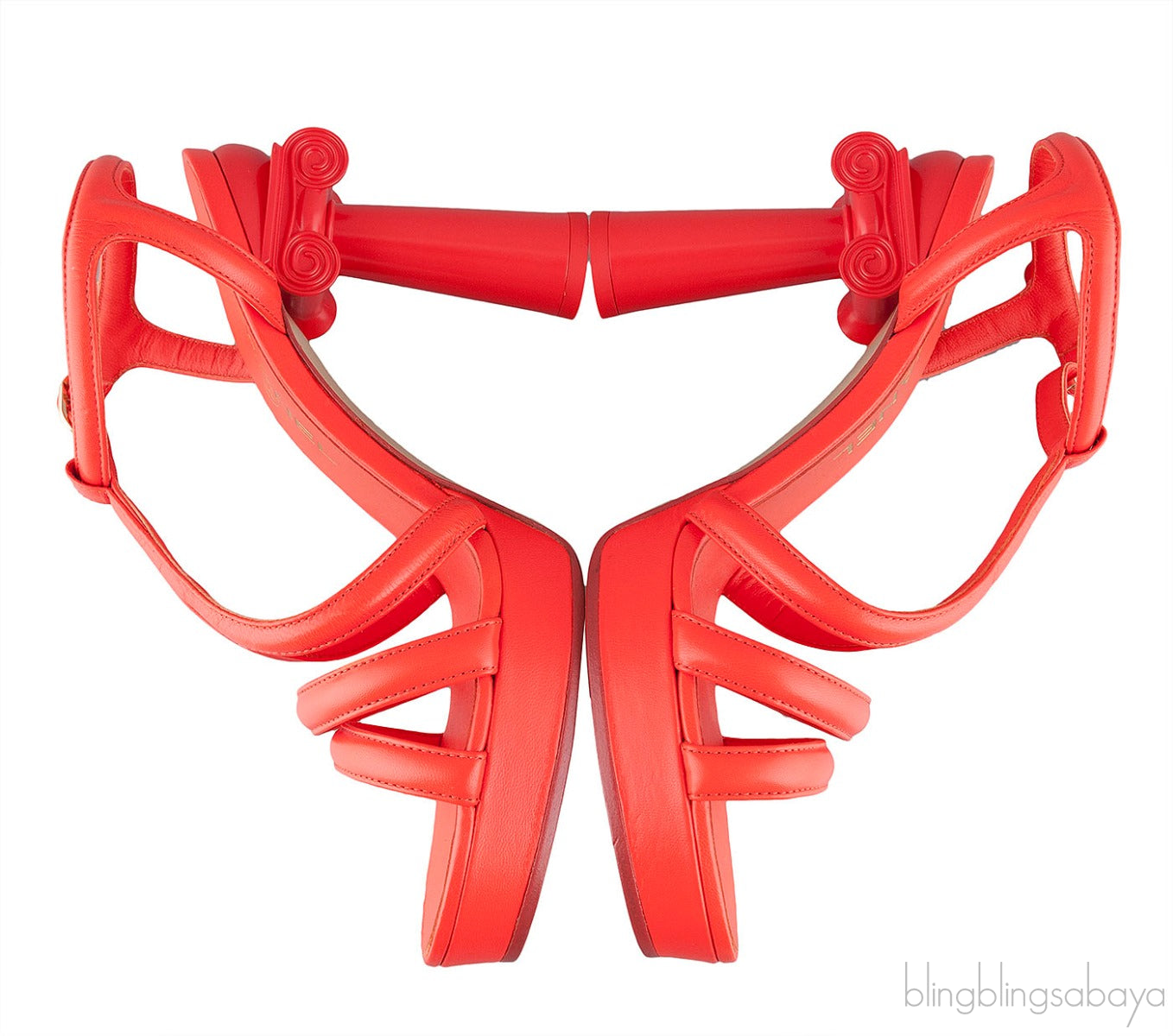 Parthenon Grecian Gladiator Column Heels Orange