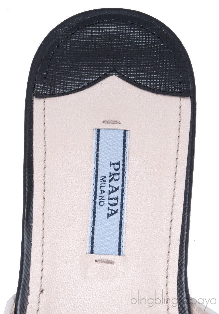 Studs Black Saffiano Open Toe Slide