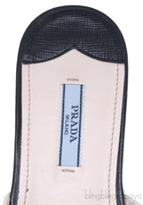 Studs Black Saffiano Open Toe Slide