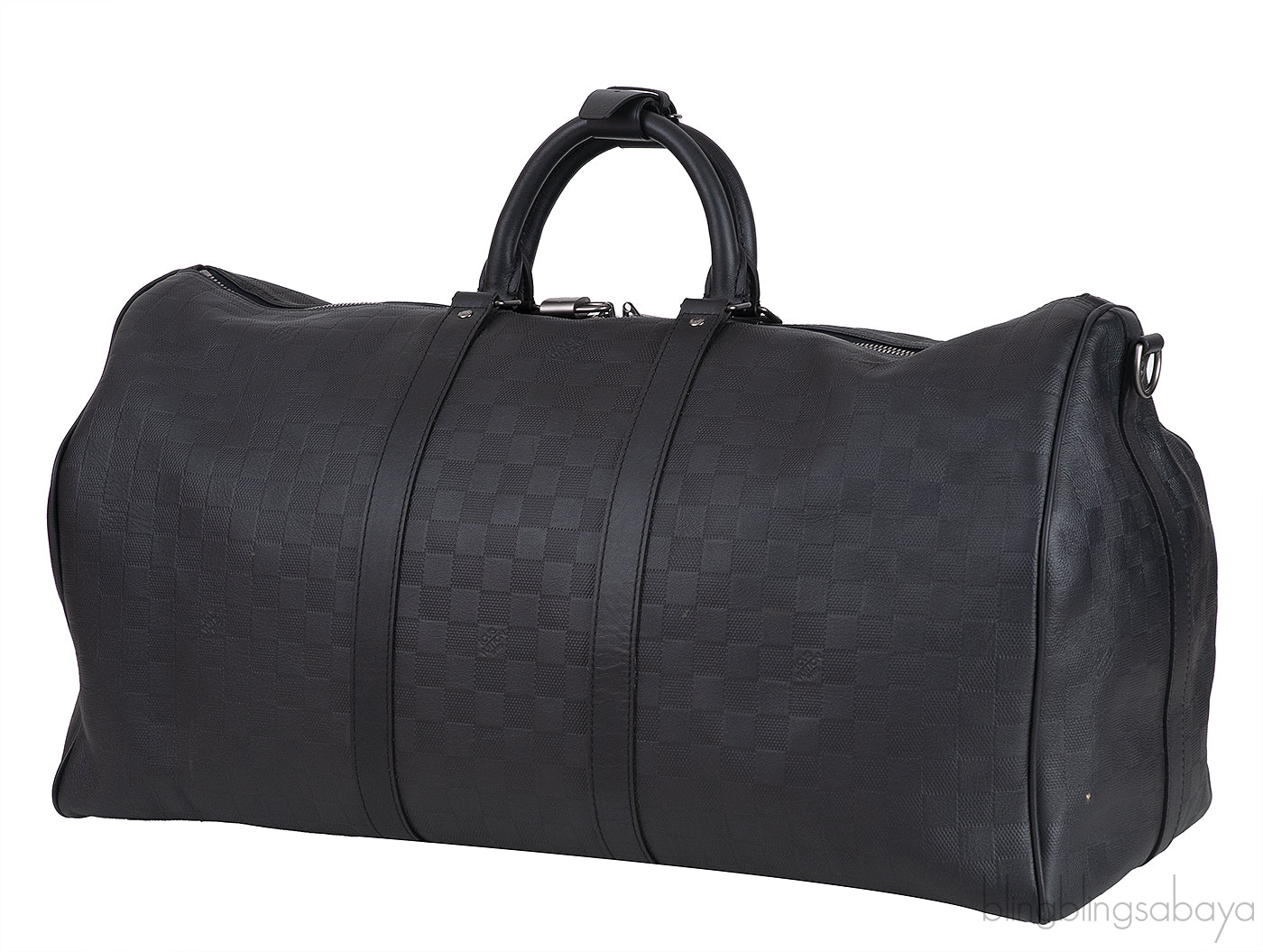 Louis Vuitton Black Damier Infini Leather Keepall Bandouliere 55 Bag