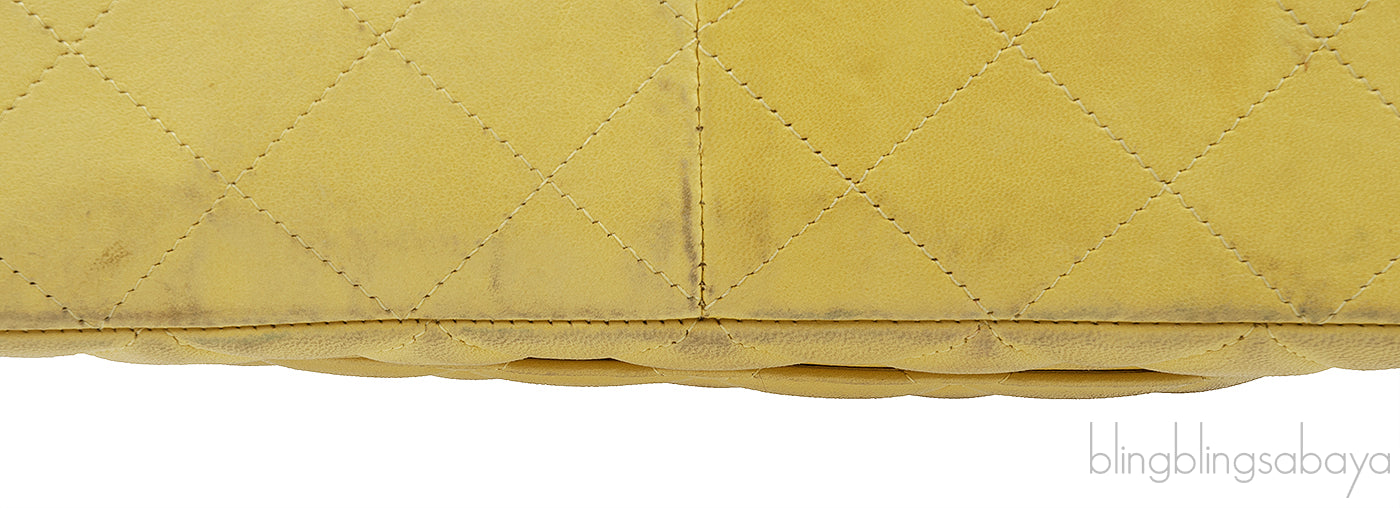 Yellow Quilted Classic Jumbo Flap Bag PHW