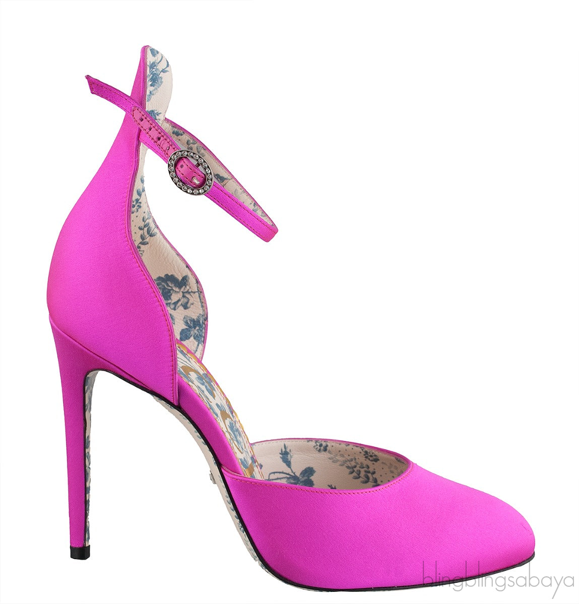 Fuchsia Satin Daisy 105 Slingback