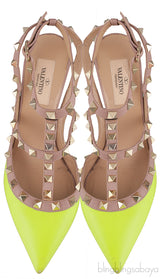 Neon Green Rockstud Leather Pump